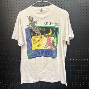 VTG Large San‎ AntonioCoyote Moon Tee W/ B. Michile Signature White Large 125
